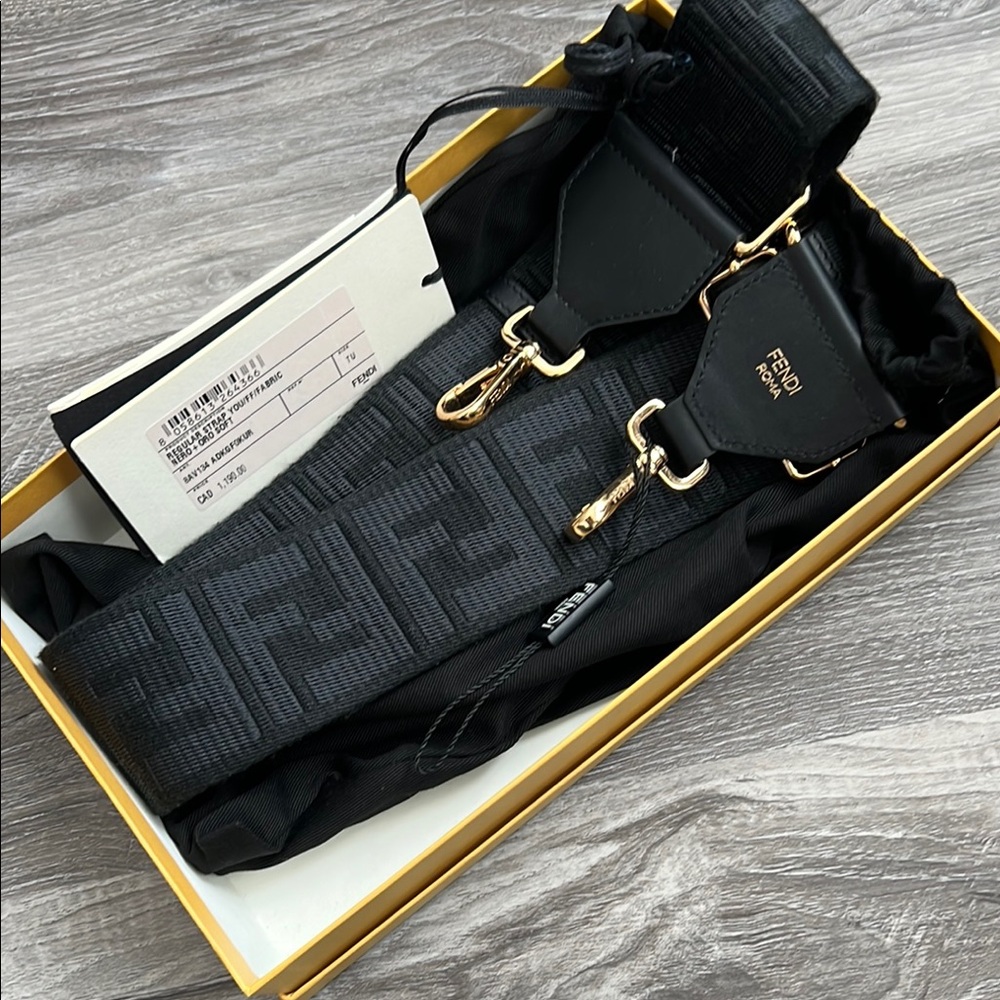 Fendi Black strap you with Gold Hardware